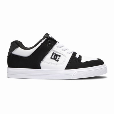 DC Pure Elastic Kid's Black/White Skate Shoes Australia ACJ-079